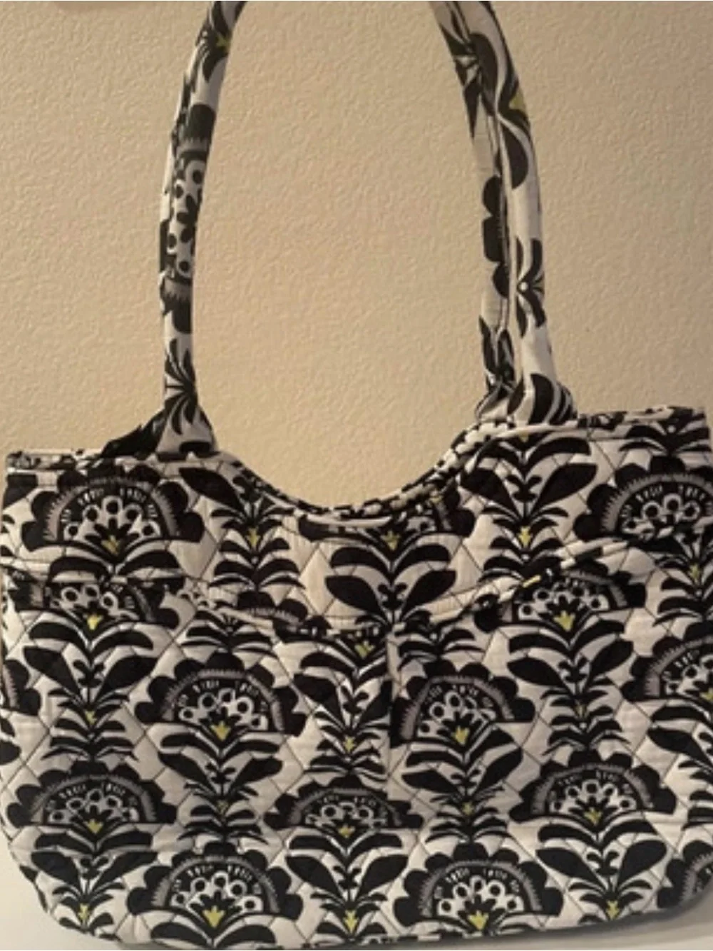 Vera Bradley Quilted Black & White Floral Tote Bag